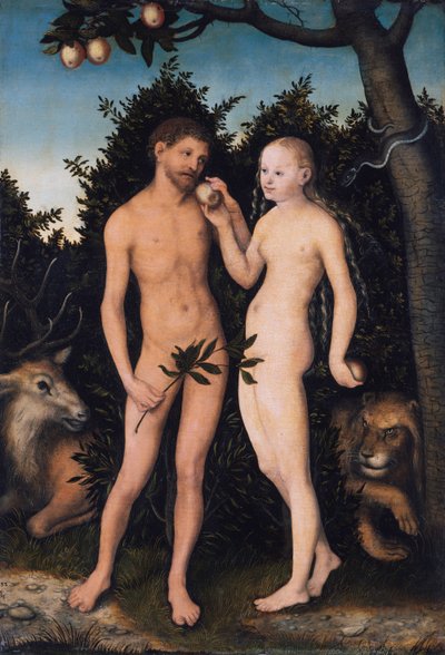 Adán y Eva en el Paraíso (La caída) de Lucas Cranach the Elder